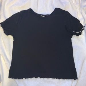 Black & White Lettuce Hem Shirt